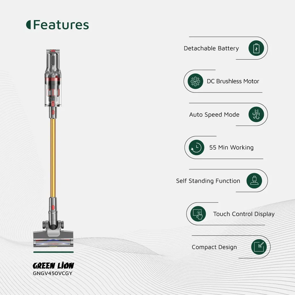 Green Lion GV-450 Cordless Vacuum Cleaner - Gray & Gold.webp