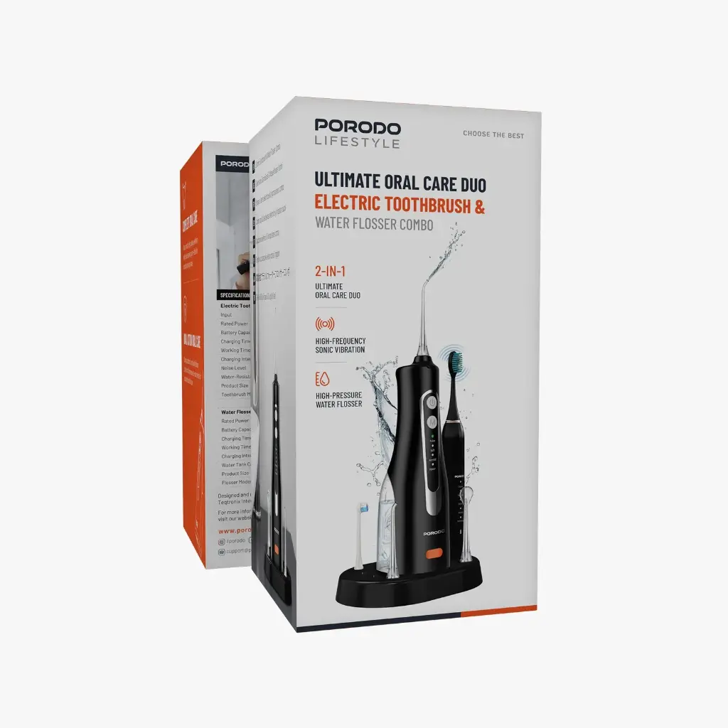 Porodo Lifestyle Water Flosser And Electric Toothbrush Combo 6 Head Attachment - Image 6.webp