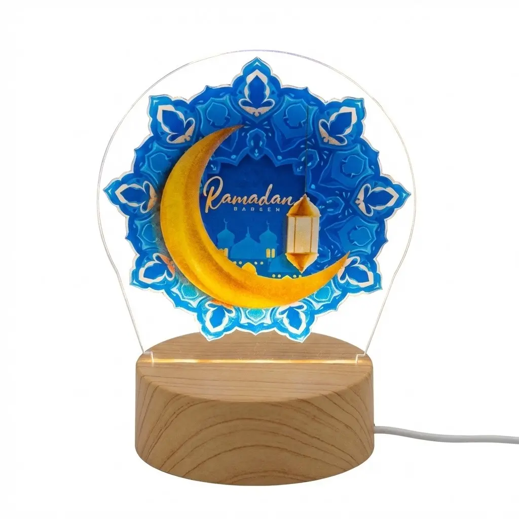 مصباح ليلي LED بتصميم إسلامي ثلاثي الأبعاد  6-3