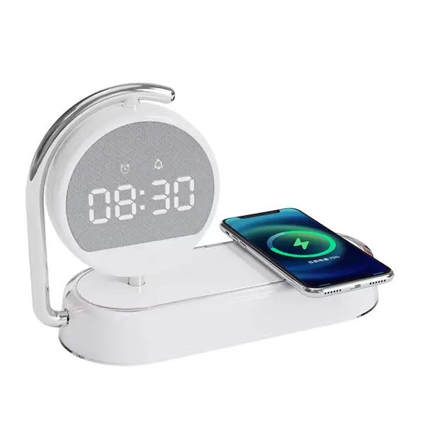 Multifunctional Digital Desktop Alarm Clock with Wireless Charging and Night Light