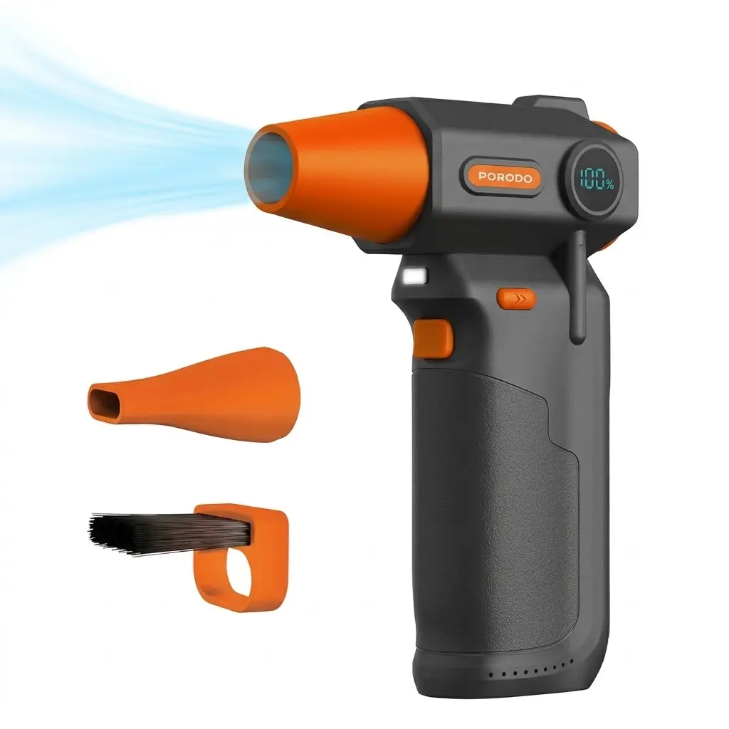 Porodo 3000 mAh*2 160W Dust Blower Fan With 130,000 RPM - Black/Orange