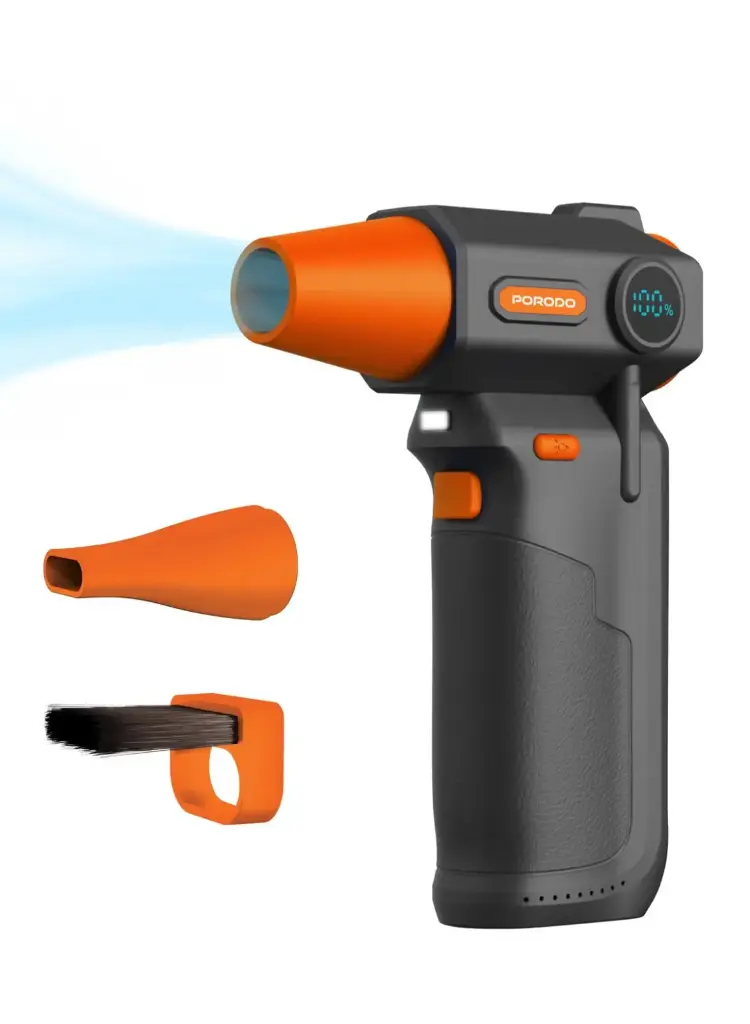 Porodo 3000 mAh*2 160W Dust Blower Fan With 130,000 RPM - Black/Orange