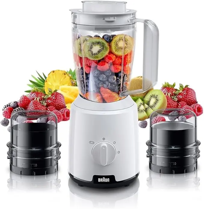 خلاط براون المنزلي ذو إبريق واحد، 600 واط، 1.25 لتر، JB 1023 WH