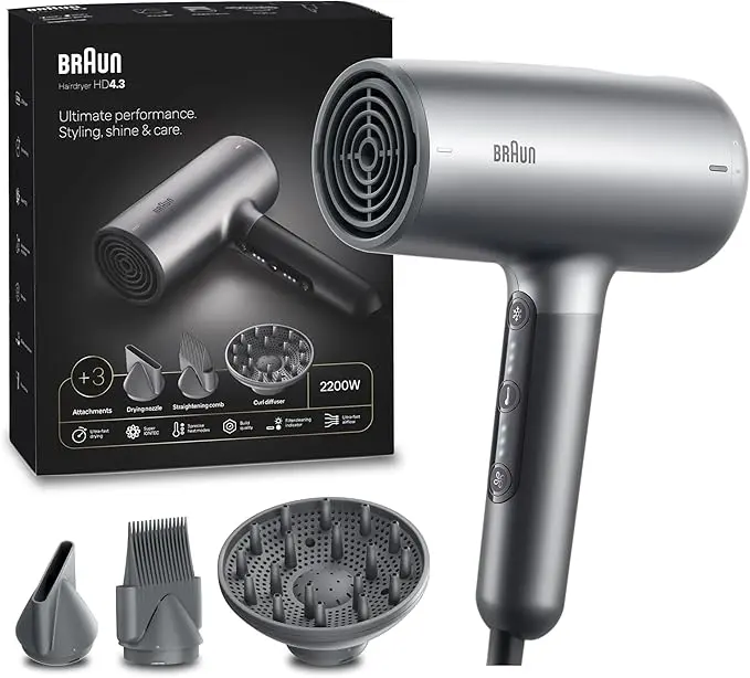 Braun Hair dryer HD4.3 Ultimate Performance, Styling, Shine & Care, HTDC Motor, 2200 Watts