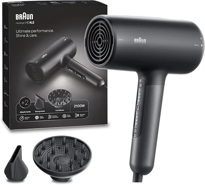 Braun Hair dryer HD4.2 Ultimate Performance, Shine & Care, HTDC Motor, 2100 Watts