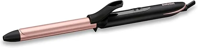 مكواة تجعيد الشعر من BaByliss، مصنوعة من الكوارتز الوردي، مقاس 19 مم، بتقنية السيراميك المتقدمة، فائقة السرعة