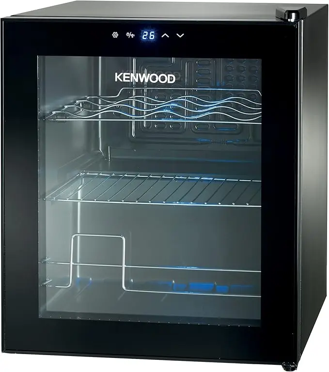 KENWOOD Beverage Cooler 12 Bottles Wine Cooler Refrigerator with Double Glass Door BCM12.000BK