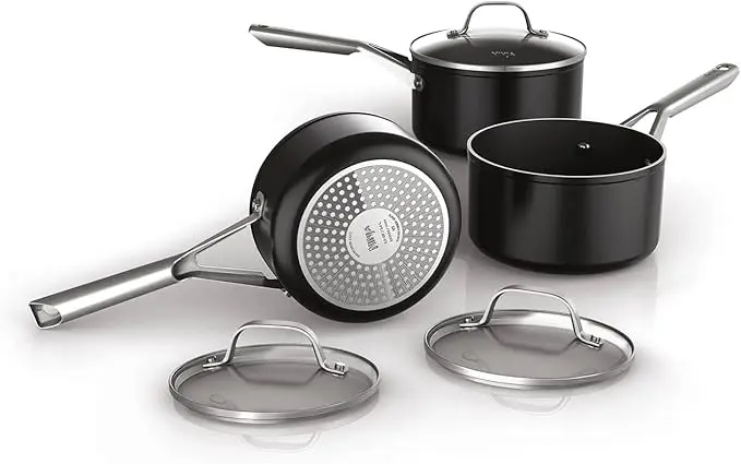 Ninja ZEROSTICK Essentials Cookware 3-Piece Saucepan Set with Glass Lids, Non-Stick CI3000UK 