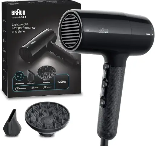 [BRHD225SDE] Braun Hair dryer HD2.2 Light Weight, Fast Performance and Shine, 2200 Watts