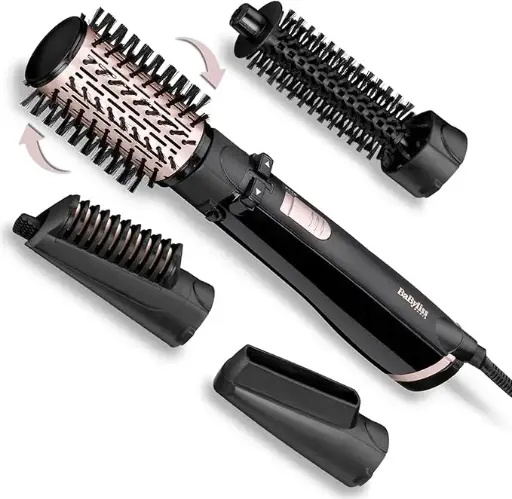 [AS200E] مجموعة فرشاة الشعر الدوارة بالهواء الساخن الأيوني BaByliss AS200E Brush & Style، بقوة 1000 واط