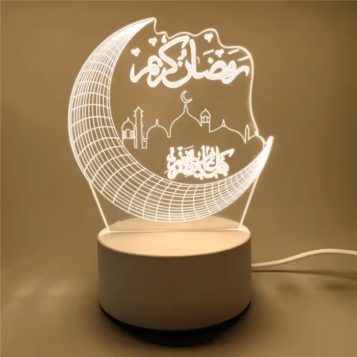 ⁦ضوء ليد ليلي بتصميم إسلامي ثلاثي الأبعاد⁩ - الصورة ⁦3⁩