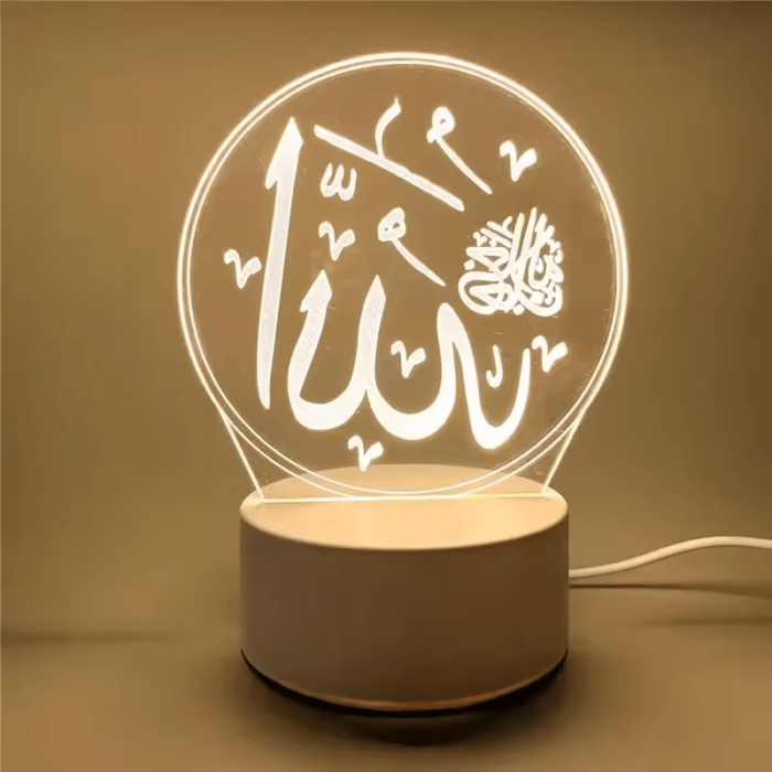 ضوء ليد ليلي بتصميم إسلامي ثلاثي الأبعاد